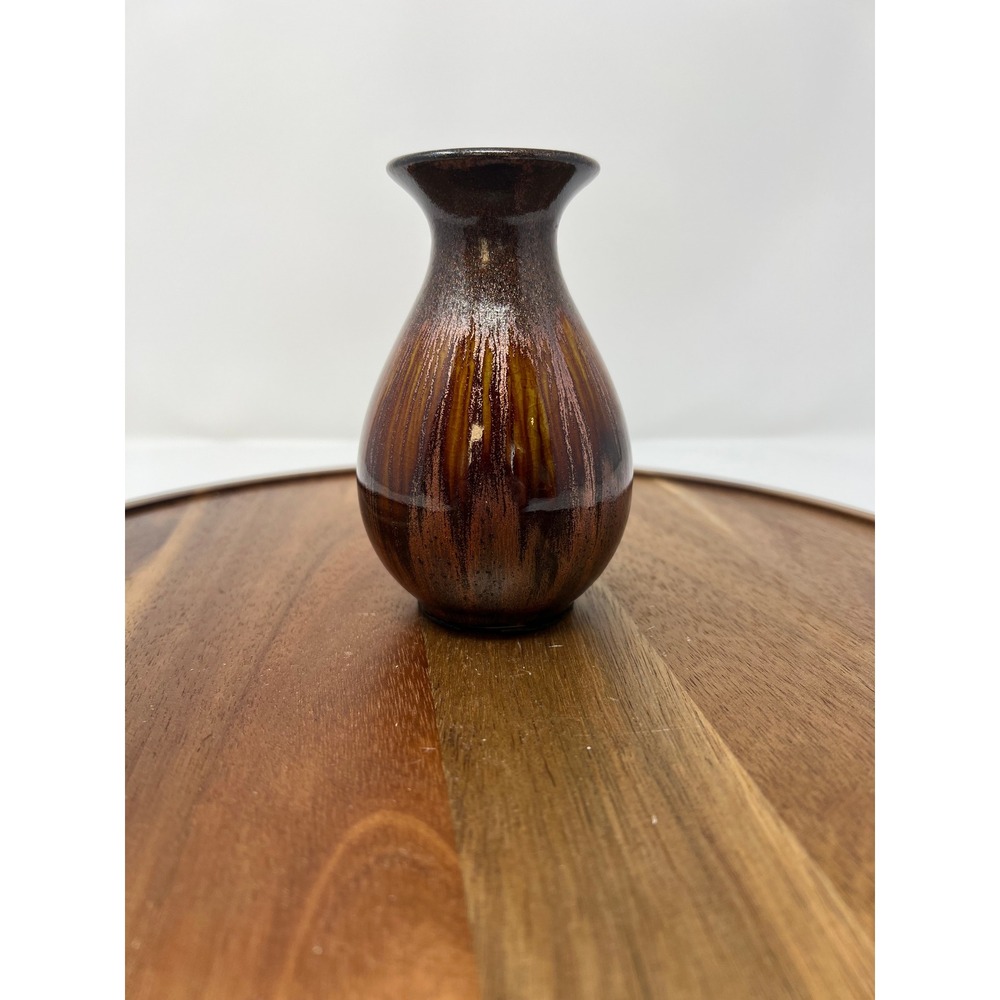 Small Ceramic Vase Earth Tones Glazed Home Decor Accent - Picture 4 of 9